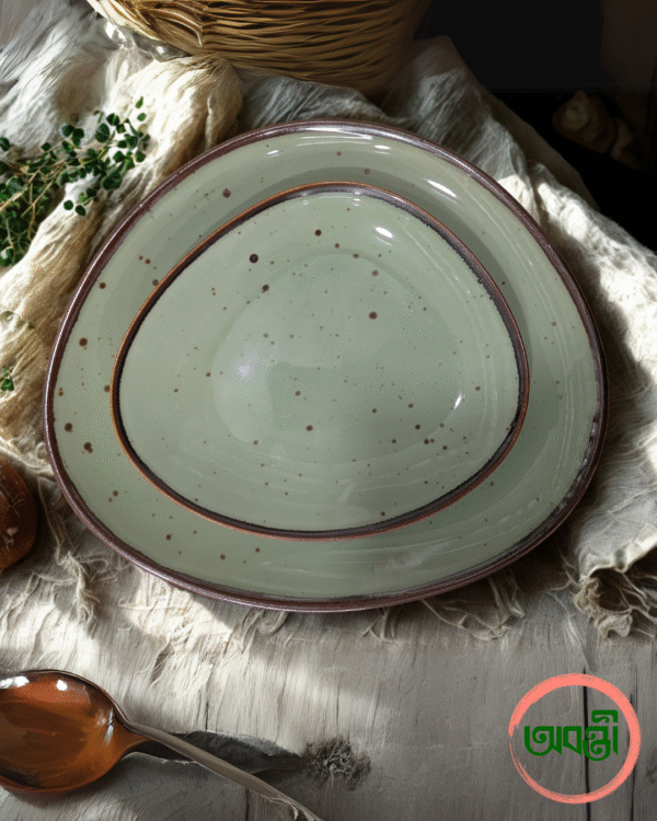 Olive Green Organic Dinnerware 12 Pieces Set