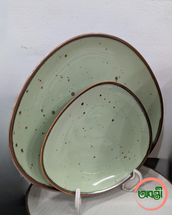 Olive Green Organic Dinnerware 12 Pieces Set - Image 2