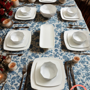 White Cushion Square Dinner Plate Set (20 Pieces)