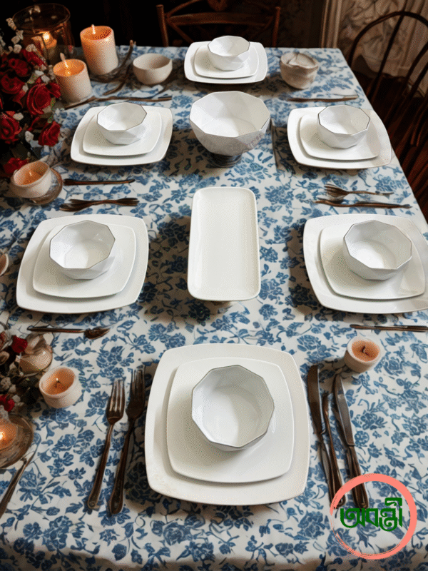 White Cushion Square Dinner Plate Set (20 Pieces)